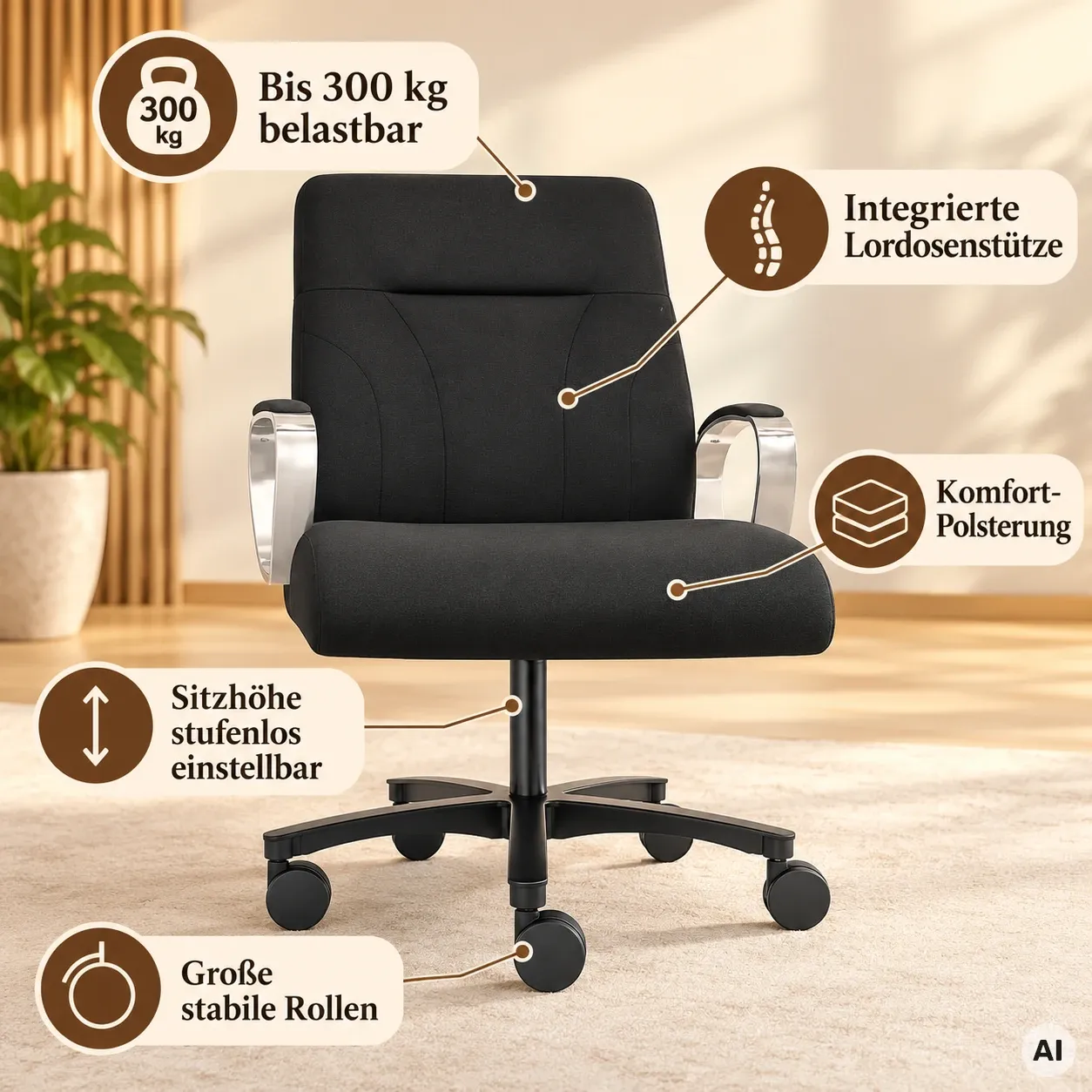 PETA Niederlehner - Komfortabler XXL-Bürostuhl