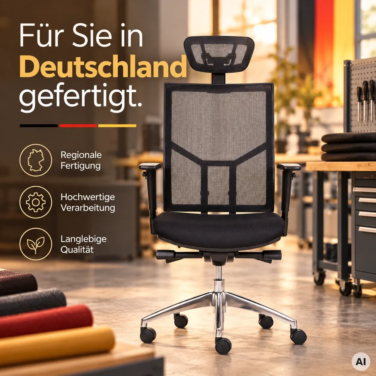 Ergo Net L mit Kopfstütze - Netz-Bürostuhl